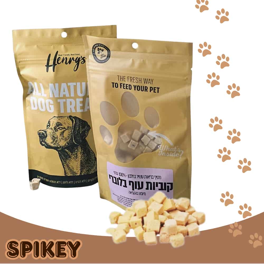 HENRY'S הנריס חטיף קוביות עוף ובלוברי 100% טבעי 40 גרם