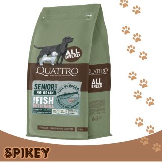 QUATTRO גריין פרי דג לבן וקריל לכלב סניור 12 ק"ג